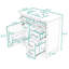 Meuble-lavabo en bois avec lavabo en céramique, quatre tiroirs et porte à fermeture en douceur-673627227