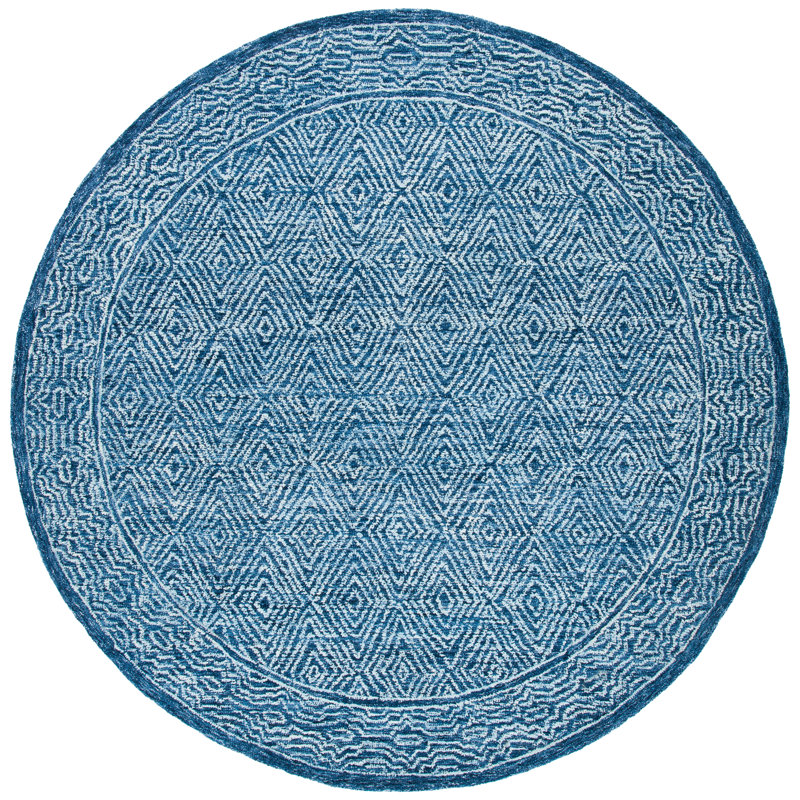 Angellique Handmade Tufted Wool Navy Area Rug, Round 7'