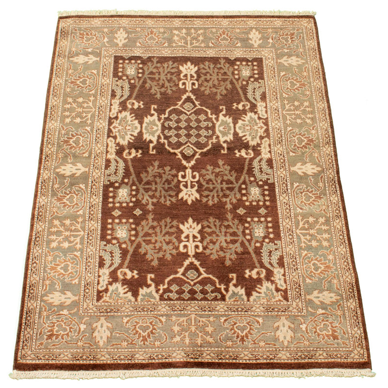Tapis en laine brun/ivoire 4 pi 1 po x 6 pi 1 po "one-of-kind" à la main-noué la 2010 Aggri