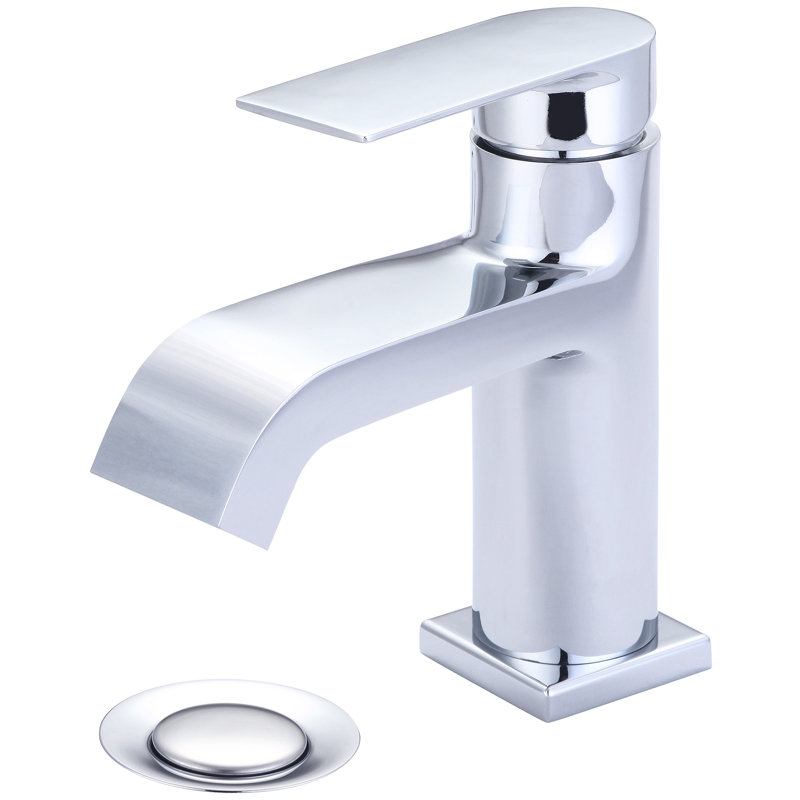 Robinet pour salle de bain à un trou avec ensemble de drain poignée bain i4, Chrome poli