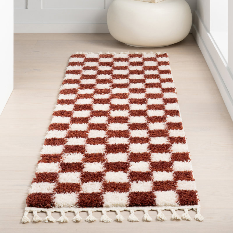 Carlisha Contemporary Checkered Area Rug, Runner 2'8" x 8'