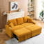 Velours côtelé orange de 80 po avec inclinaison coulissante, conception peu encombrante, porte-gobelets, repose-pieds amovible, 2 sièges, look moderne, processus d'assemblage facile, économie cachée, toucher doux, rapide-435093359