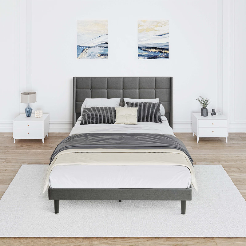 Queen Size Upholstered Platform Bed