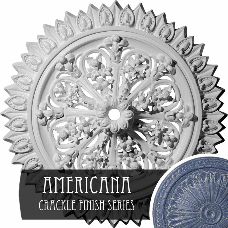 Médaillon de plafond Endurathane Lariah, 24 3/4 po de diamètre extérieur 1 3/8 po x P 3 1/4 po (convient aux auvents jusqu'à 1 3/8 po), fini craquelé Americana peint à la main