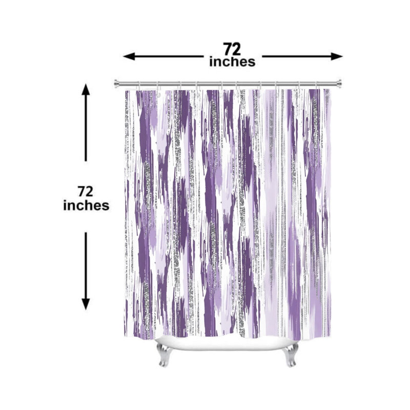 Vertical Brushstroke Abstract Shower Curtain Purple 72" x 72" Lodge Half Bath