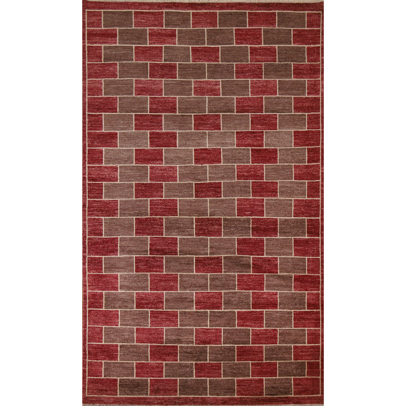 One-of-a-Kind Rectangle 5'11'' x 8'10'' New Age Rectangle Wool Area Rug in Red