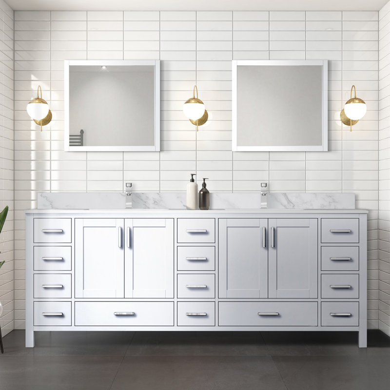 Jacques 84" White Double Freestanding Vanity Cabinet