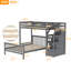 Lit mezzanine en gris avec construction, lit superposé simple au dessus d'un lit double haute performance-1647651736