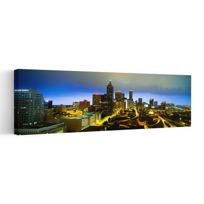 Evening Atlanta GA by Jerry Driendl Photography - Wrapped Canvas Panoramic Print
