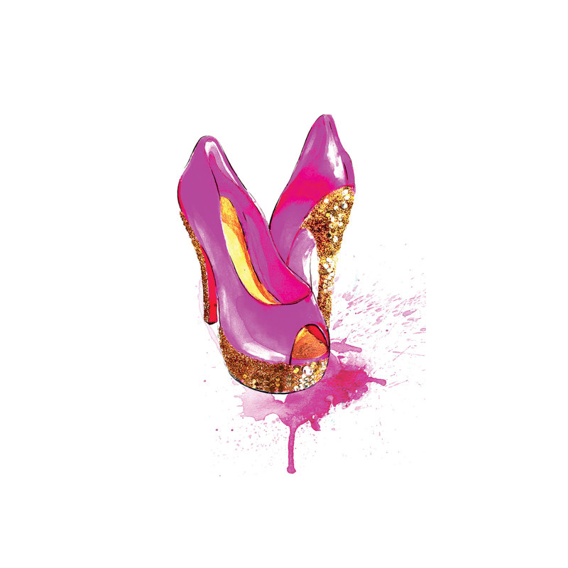 Glitter High Heel by Rongrong DeVoe - Wrapped Canvas Painting, 66.04 cm H x 45.72 cm W x 3.175 cm D