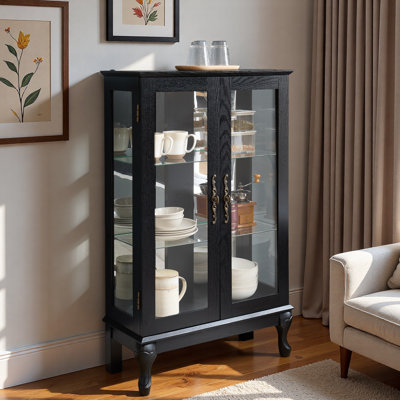 Lighted Display Cabinet With Led Light And Adjustable Shelves