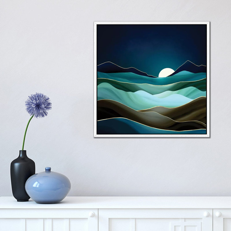 Moonlit Vista - Print on Canvas, White Framed, 66.04 cm H x 66.04 cm W