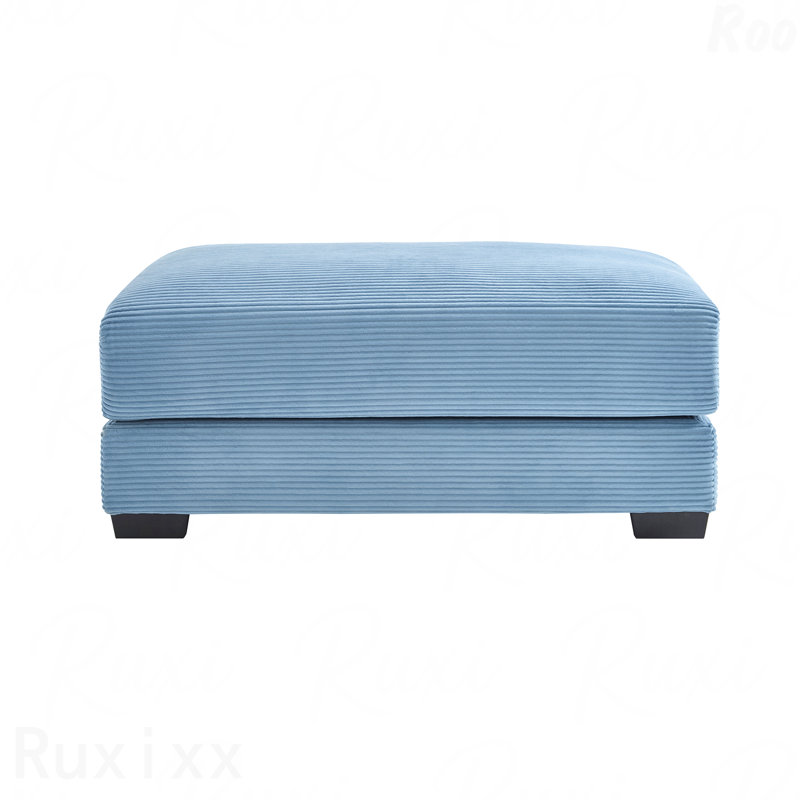 Repose-pieds en velours côtelé Corduroy, Bleu