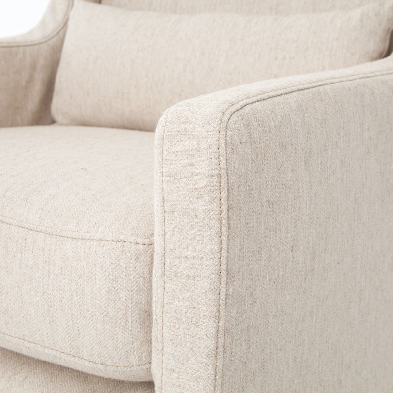 Easton Swivel Slipcovered Wingback Chair, Jette Linen