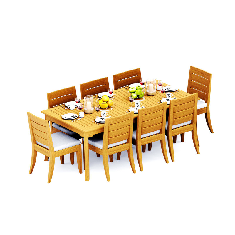 7 Pcs Grade-A Teak Wood Dining Set: 83" Rectangle Table And 6 Atnas  Armless Chairs #11AT1800, 8