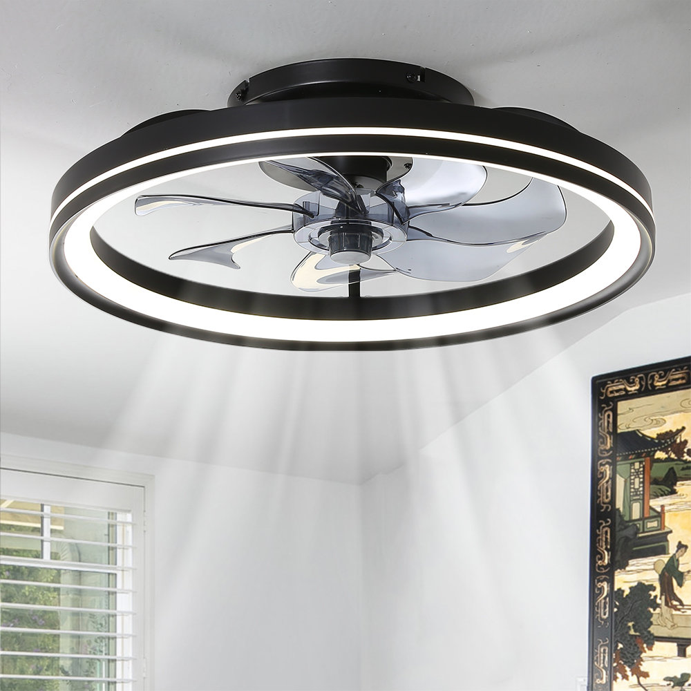 20" Flush Mount Ceiling Fan with Light and Remote & App Control Wrought Studio™ Fan Body 