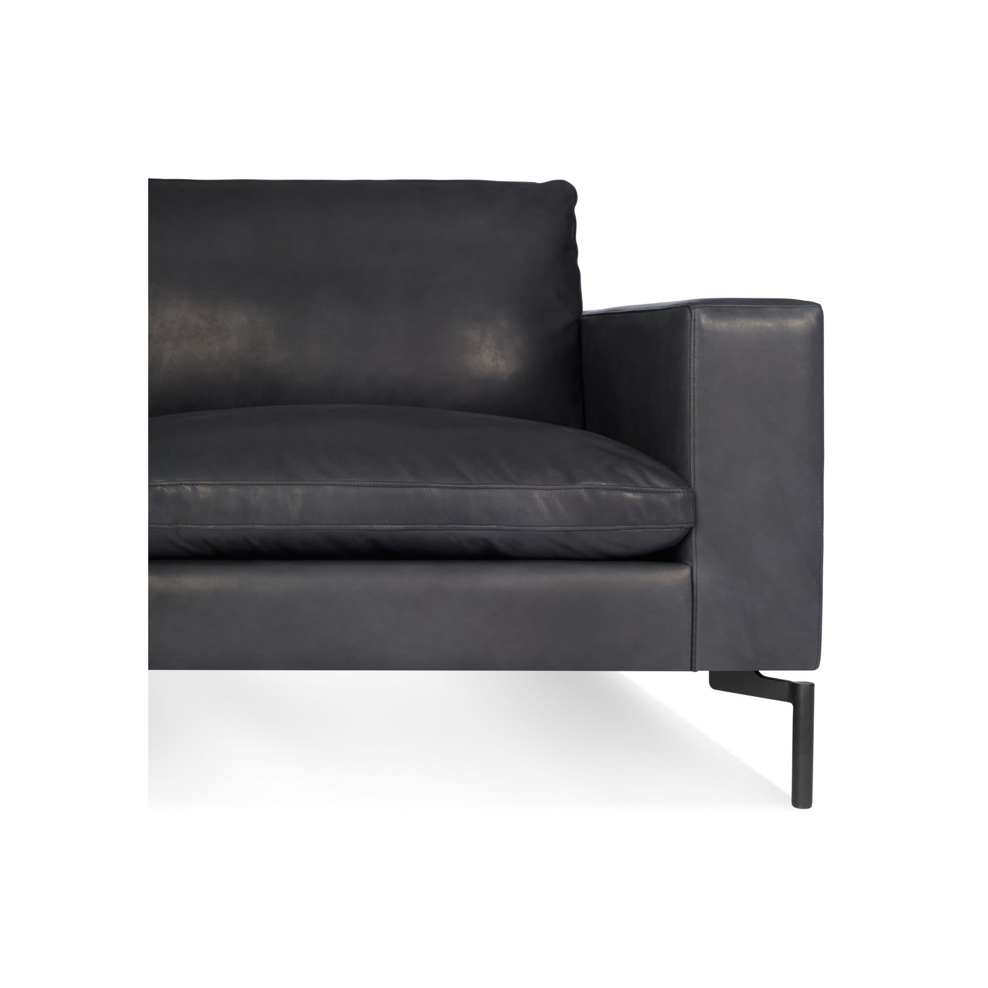 New Standard Upholstered Chaise L-Sectional, Granite Leather, Left Hand Facing