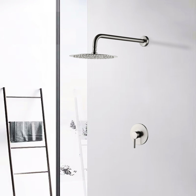 Robinet de douche mural en nickel brossé élégant avec valve - Construction en laiton de qualité supérieure pour une organisation attrayante
