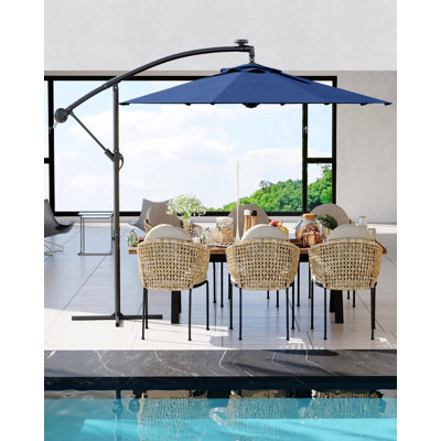 Parasol suspendu 10 pi, 8 baleines, base rotative 360 pi