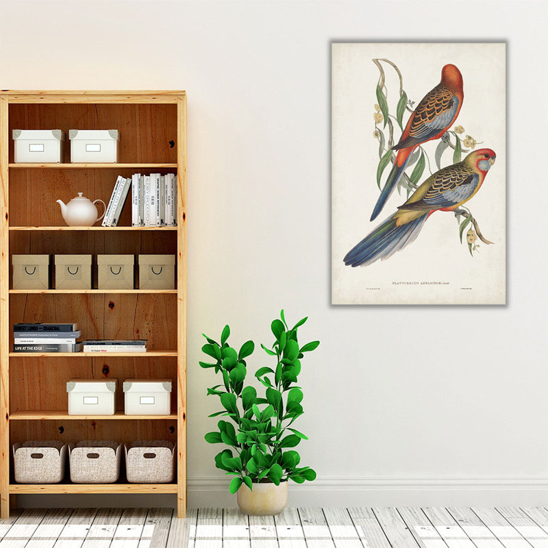 Tropical Parrots II - reproduction d'art sur toile, H 18 po x l 12 po