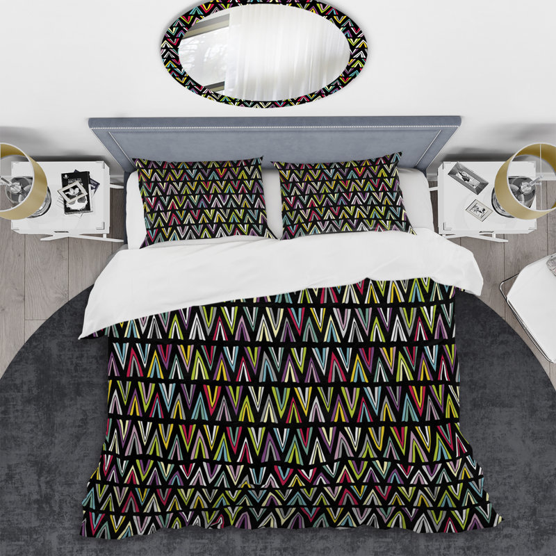 Ensemble de housse de couette en microfibre noir / rose / vert 3 pièces, Housse de couette simple + 1 taie décorative stan