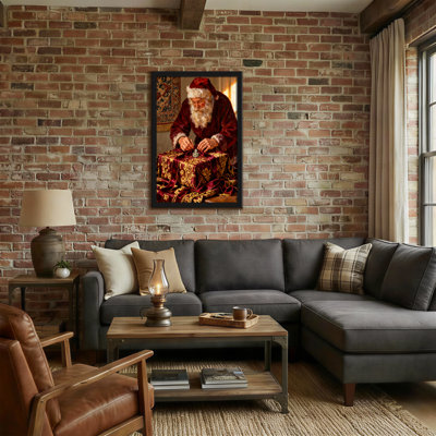 Cadeau de Noël père Noël avec ruban rouge