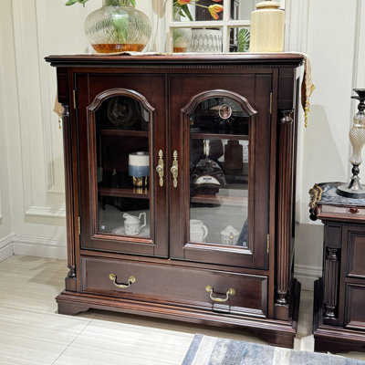 Glass Door Display Cabinet With Drawer