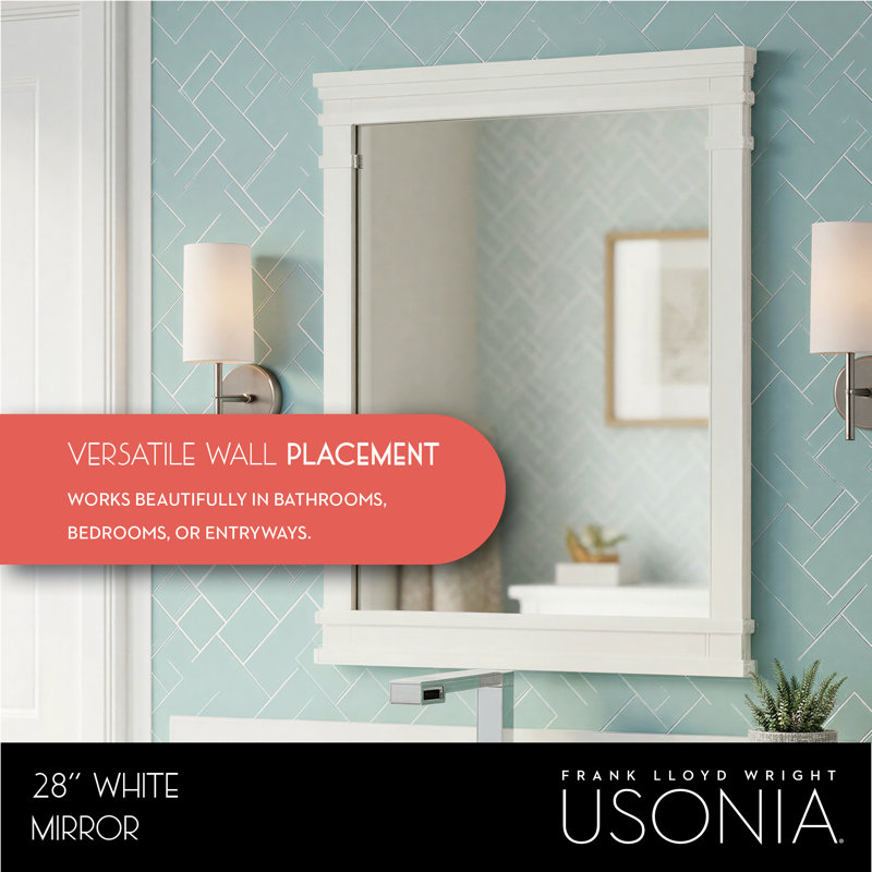 Lankford Wood Mirror, 28 x 1.25 x 30, White