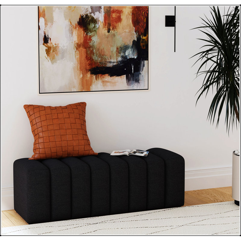 Banc d'appoint rembourré en tissu, Gris anthracite