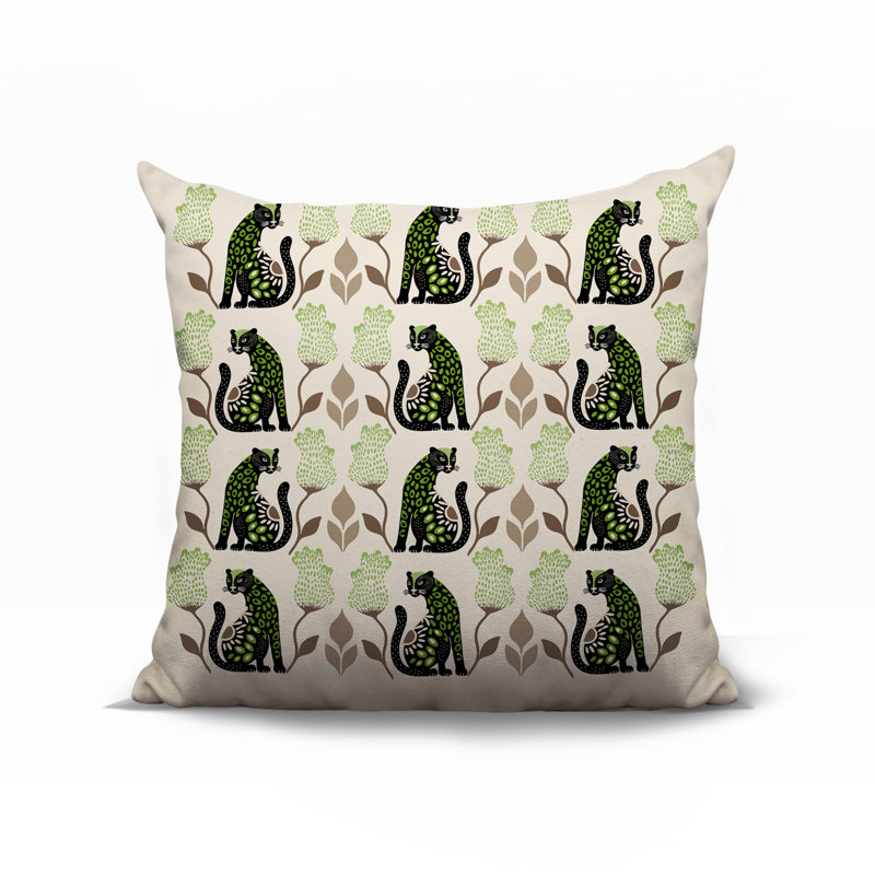 Oreiller carré réversible intérieur / extérieur Hansa Leopard, Chartreuse, Carré 15 po