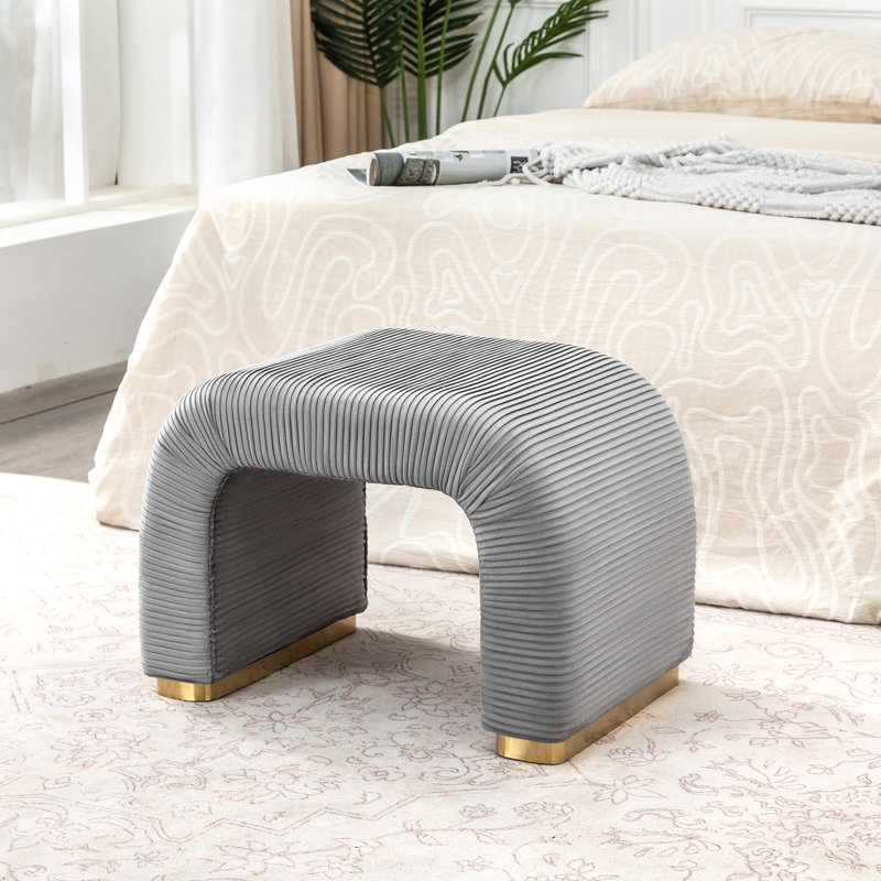 25 Inches Soft Ottoman Footstool For Living Room, Gray