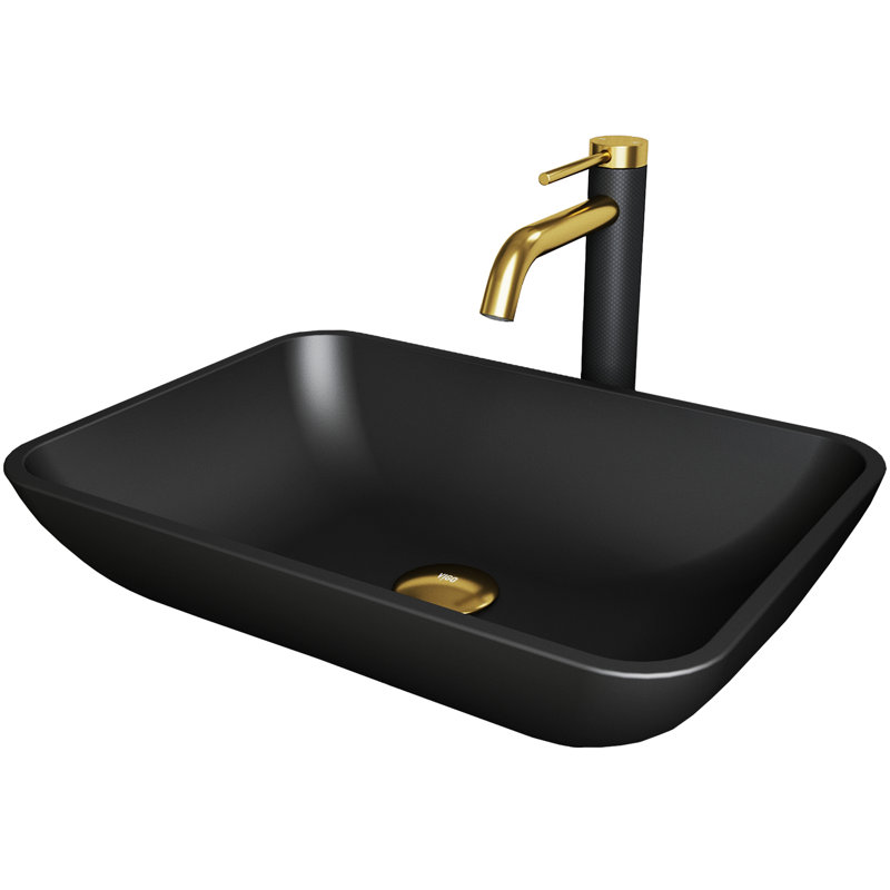 Lavabo de salle de bain vasque rectangulaire en céramique noir avec robinet Sottile