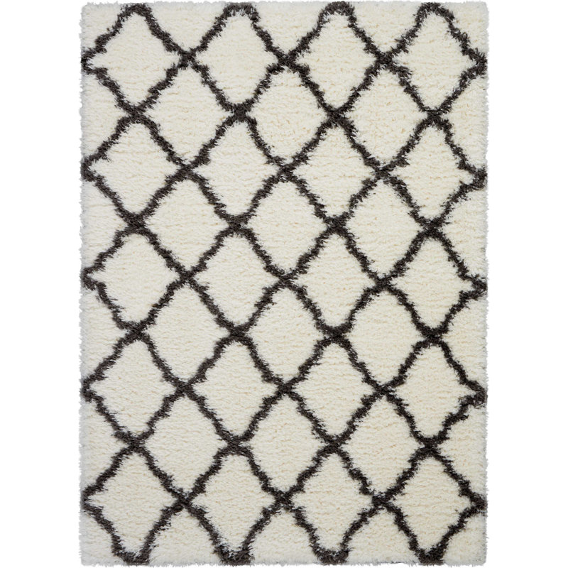 Tapis ivoire/gris anthracite/gris poils longs Schmit, Rectangle 9 pi x 12 pi