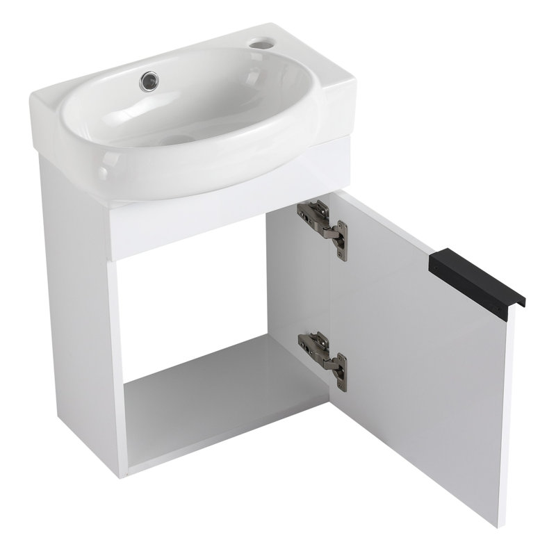 Meuble-lavabo à fermeture en douceur avec lavabo, Blanc