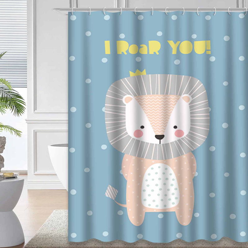 Rideau de douche mignon avec 12 crochets, L 72 po x l 78 po