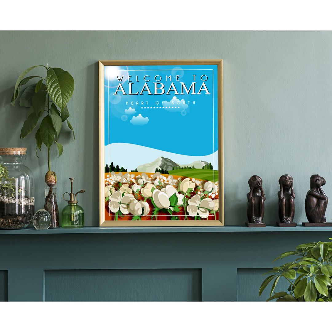 Alabama Retro Style State Travel Poster, Vintage Unframed Print, Home and Office Wall Art Trinx