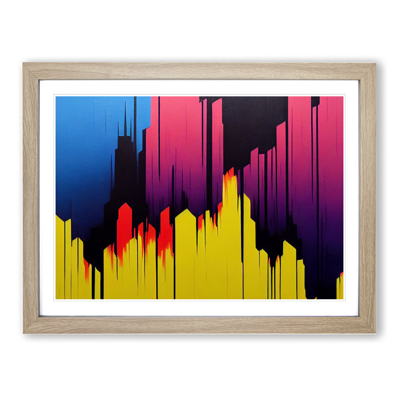 Beauteous City Skyline Architecture - Framed Print, 46cm H x 64cm W x 2cm D, Oak