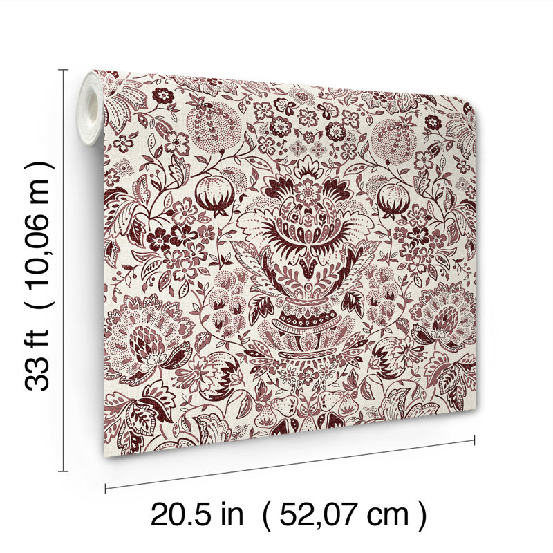 Papier peint damassé blanche Blanche, Mauve