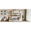 Lit superposé grand sur grand avec lit gigogne et tablettes de rangement, lits superposés en bois massif avec crochets, aucun sommier nécessaire