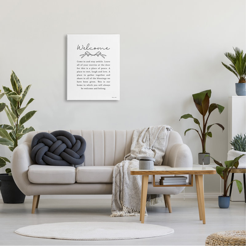 «Welcome Home Quote» par Susan Ball - Art textuel, H 30 po x l 24 po x P 1,5 po, Toile tendue