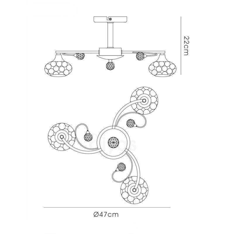 Eckles 3 - Light Unique/Statement Chandelier, Satin Nickel
