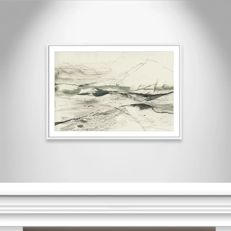 " Green Sketches " by PI Studio, Blanc, Cadre blanc encadré, H 29,5 po x l 41,5 po x P 1,25 po