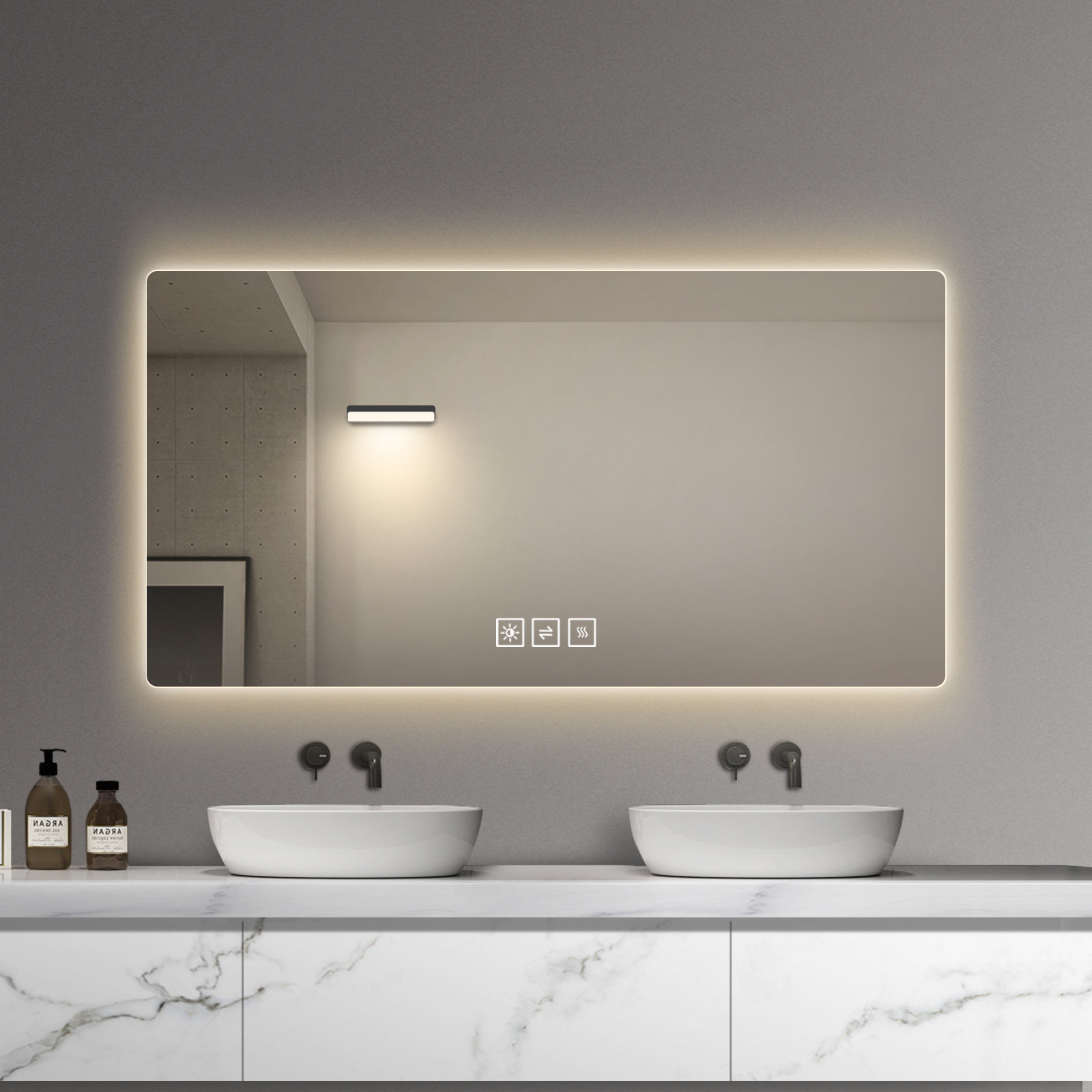 Orren Ellis Lighted Wall Mounted Bathroom Vanity Mirror & Reviews | Wayfair