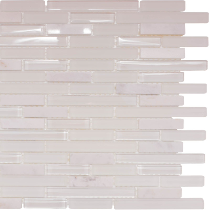 Victory Brick 12" x 12" Mosaic Linear Mosaic Wall Tile, Carrara