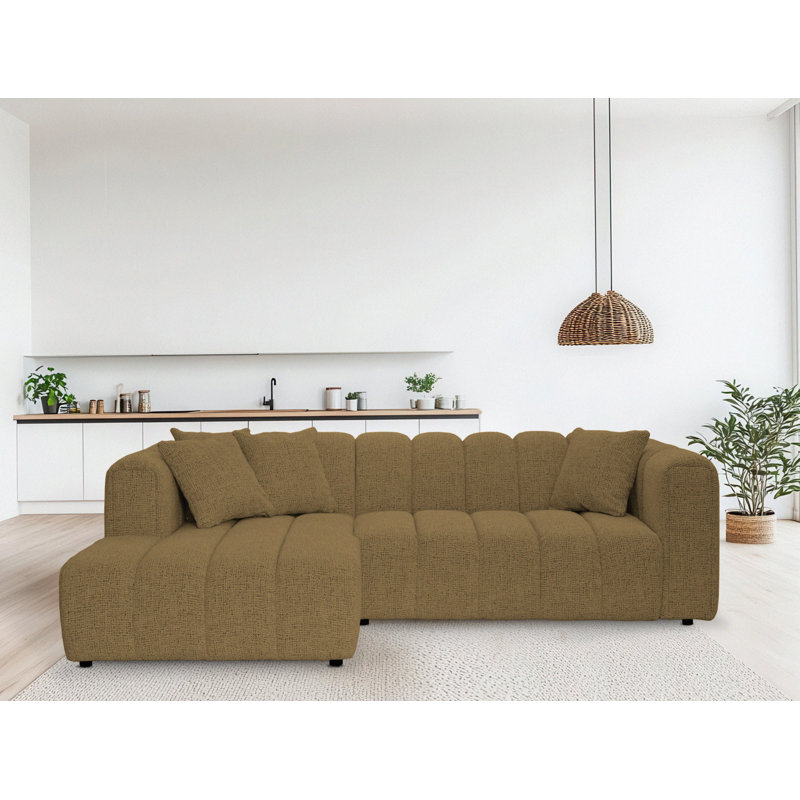 3 Seater Corner Sofa, Left Hand Facing, Polyester - Yellow