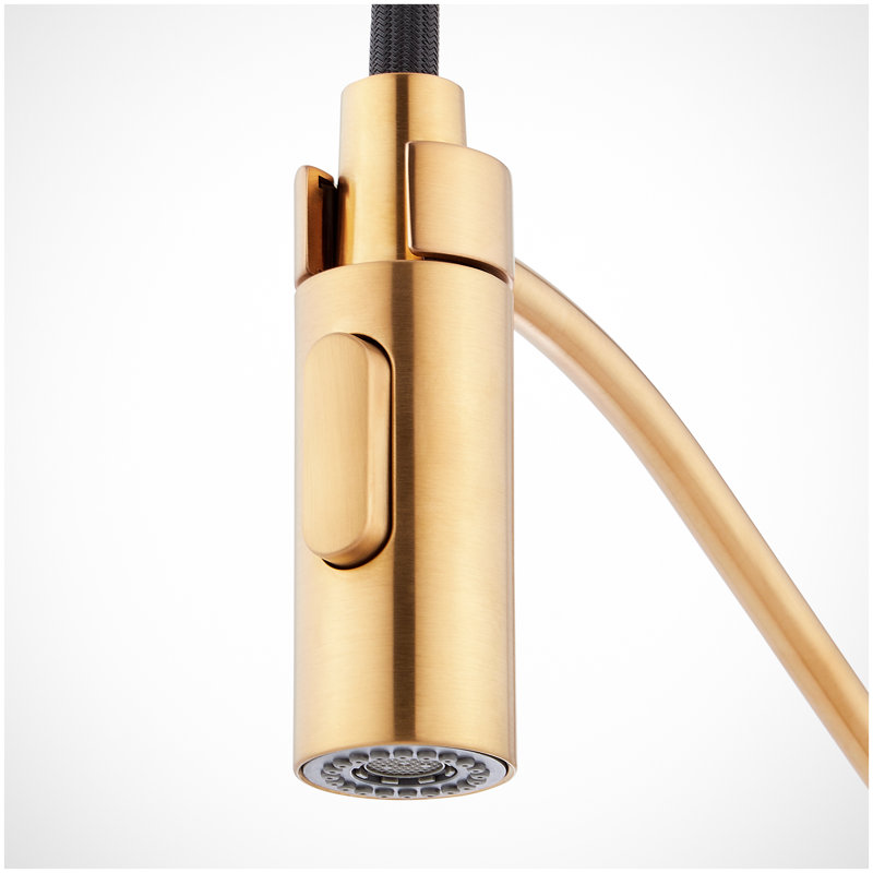 Eiler Kitchen Faucet with Pull Down Spring Spout with Deck Plate - Brushed Gold, Brushed Gold