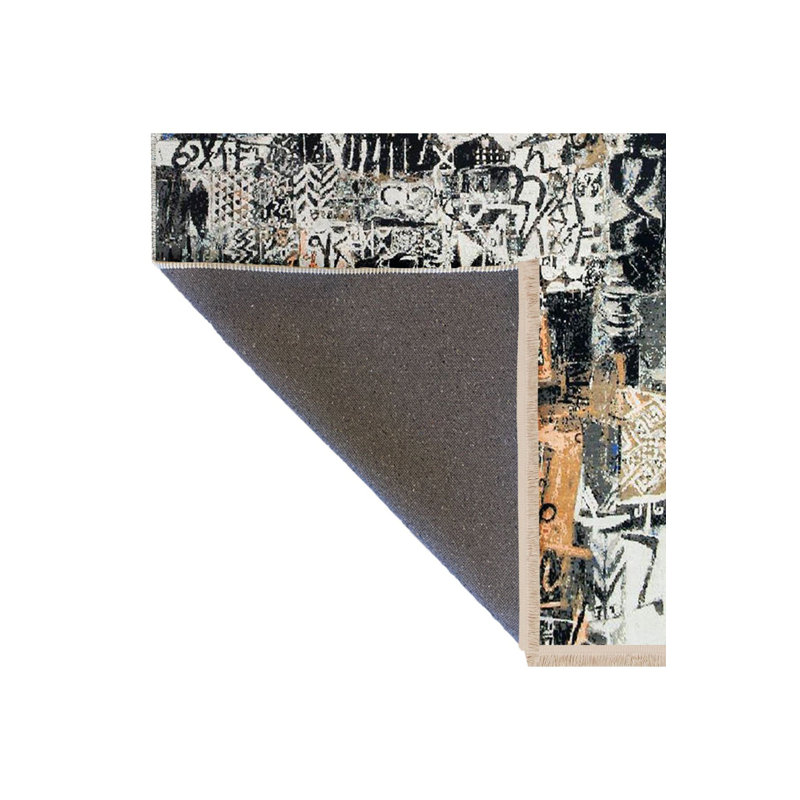 Tapis décoratif multicolore à motif abstrait multicolore de la collection Barcelona, Tapis de couloir 3 pi 3 po x 6 pi 7 po
