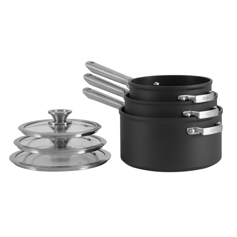 Ninja ZEROSTICK Stackable 3 Piece Saucepan Set C53000UK / Silver