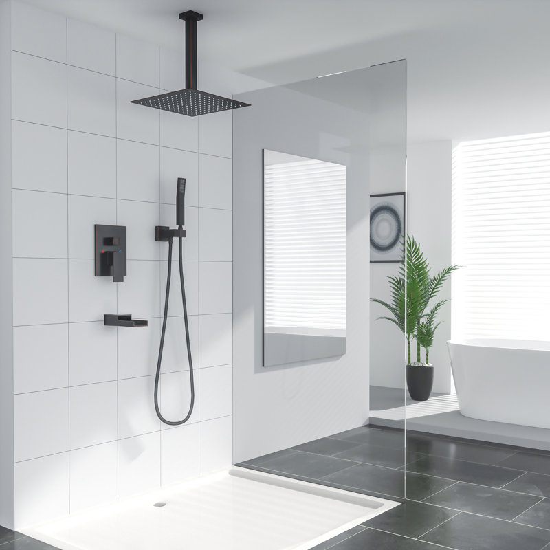 Système de douche complet avec valve brute, Bronze huilé
