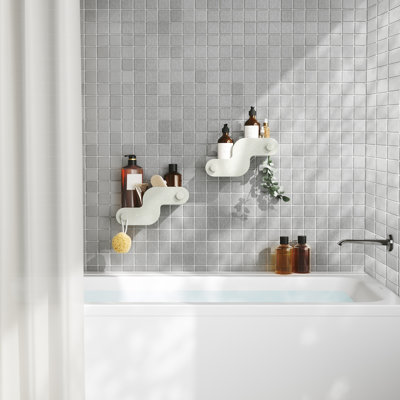 Ensemble de 2 boîtes de rangement de salle de bain adhésives Nami, sans perceuse